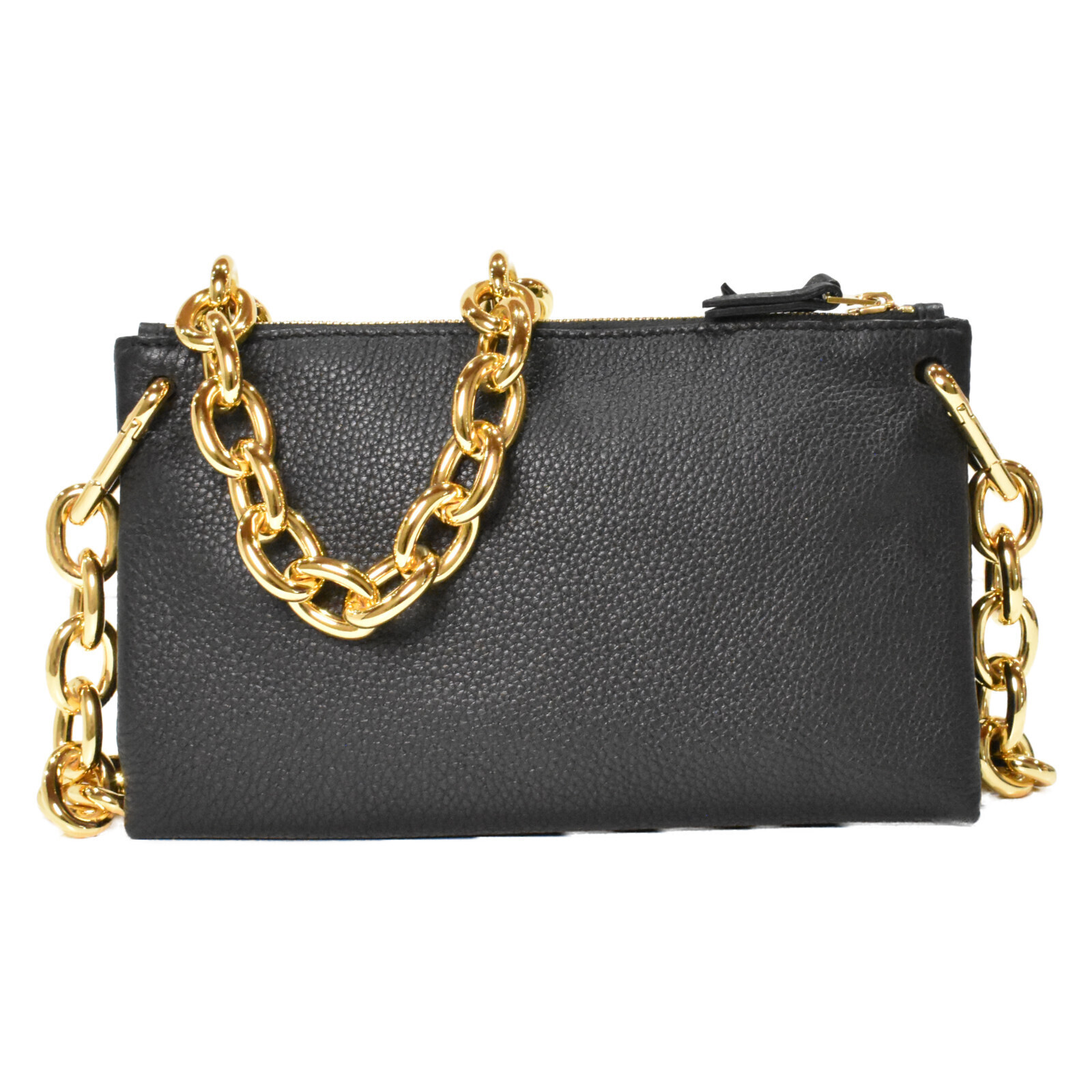 Bottega Veneta Chain Shoulder Bag Black Leather Crossbody
